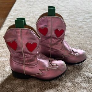 Pink Metallic Heart Cowboy Boots